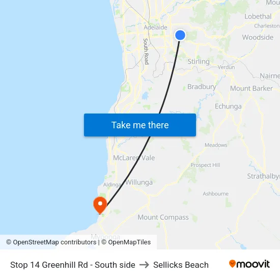Stop 14 Greenhill Rd - South side to Sellicks Beach map