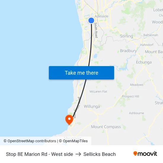 Stop 8E Marion Rd - West side to Sellicks Beach map