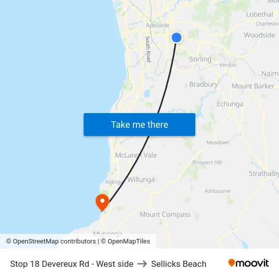 Stop 18 Devereux Rd - West side to Sellicks Beach map