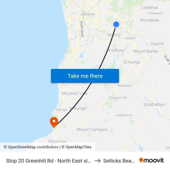 Stop 20 Greenhill Rd - North East side to Sellicks Beach map