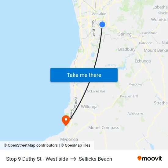 Stop 9 Duthy St - West side to Sellicks Beach map