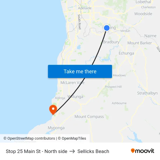 Stop 25 Main St - North side to Sellicks Beach map