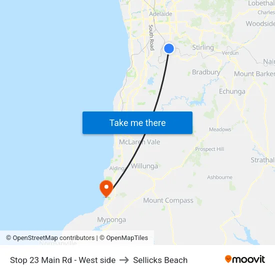 Stop 23 Main Rd - West side to Sellicks Beach map