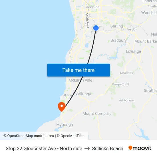 Stop 22 Gloucester Ave - North side to Sellicks Beach map