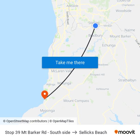 Stop 39 Mt Barker Rd - South side to Sellicks Beach map