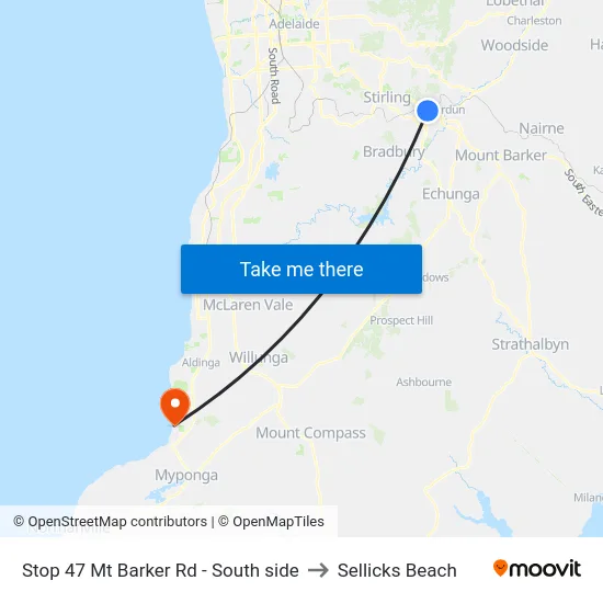 Stop 47 Mt Barker Rd - South side to Sellicks Beach map