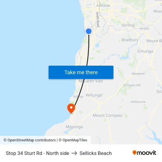 Stop 34 Sturt Rd - North side to Sellicks Beach map