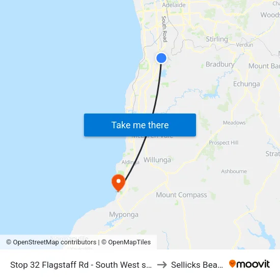 Stop 32 Flagstaff Rd - South West side to Sellicks Beach map