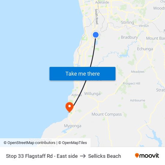 Stop 33 Flagstaff Rd - East side to Sellicks Beach map