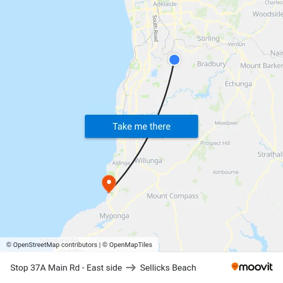 Stop 37A Main Rd - East side to Sellicks Beach map