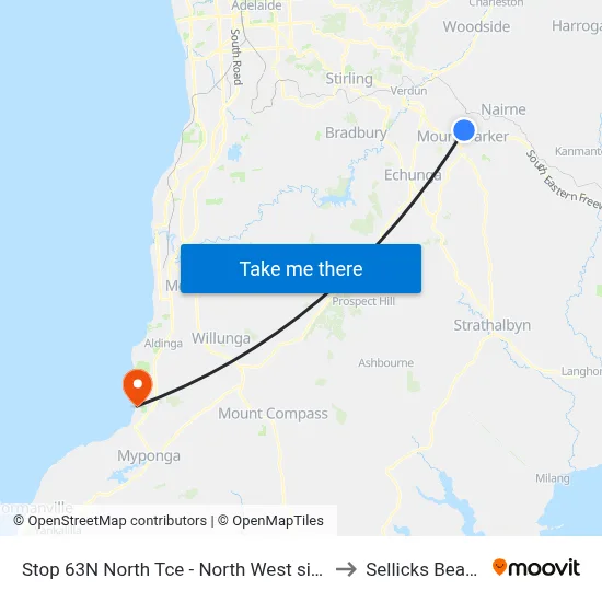 Stop 63N North Tce - North West side to Sellicks Beach map