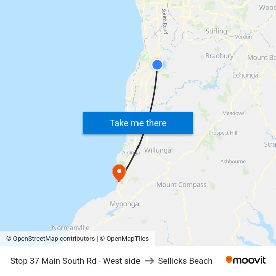 Stop 37 Main South Rd - West side to Sellicks Beach map