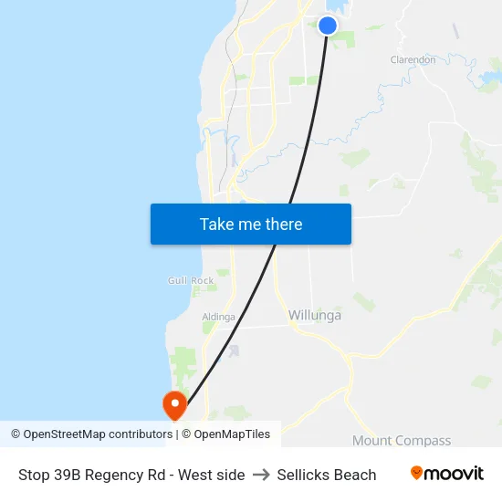 Stop 39B Regency Rd - West side to Sellicks Beach map