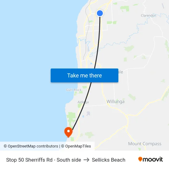 Stop 50 Sherriffs Rd - South side to Sellicks Beach map