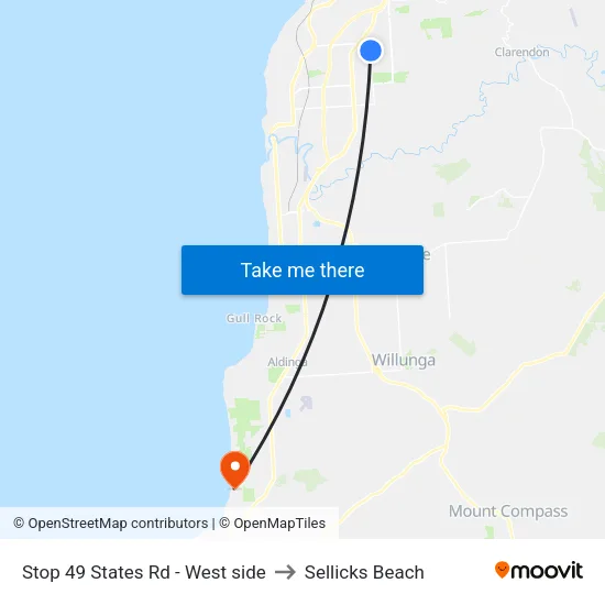 Stop 49 States Rd - West side to Sellicks Beach map
