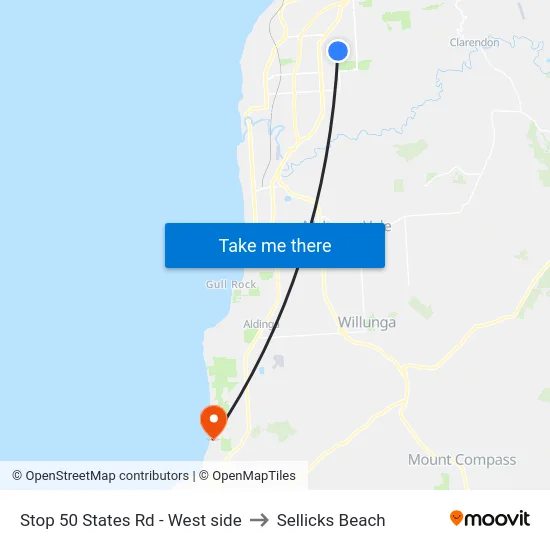 Stop 50 States Rd - West side to Sellicks Beach map