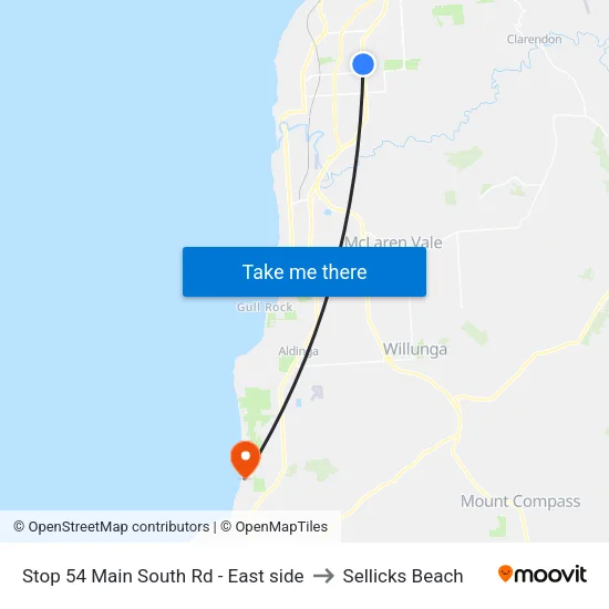 Stop 54 Main South Rd - East side to Sellicks Beach map
