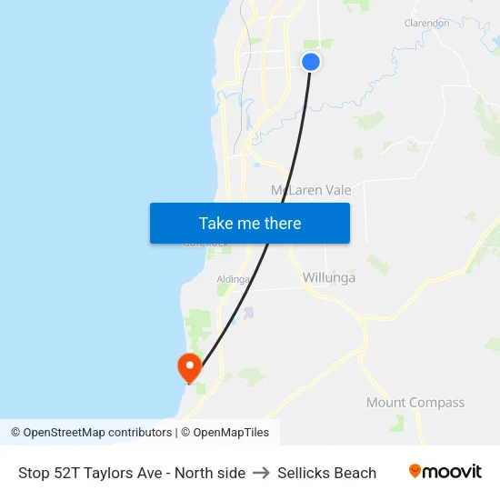 Stop 52T Taylors Ave - North side to Sellicks Beach map