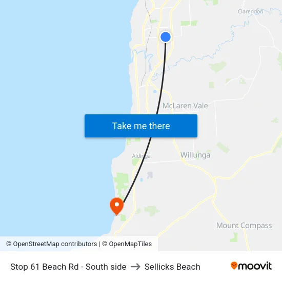 Stop 61 Beach Rd - South side to Sellicks Beach map