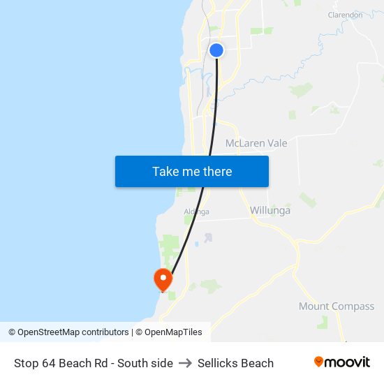 Stop 64 Beach Rd - South side to Sellicks Beach map