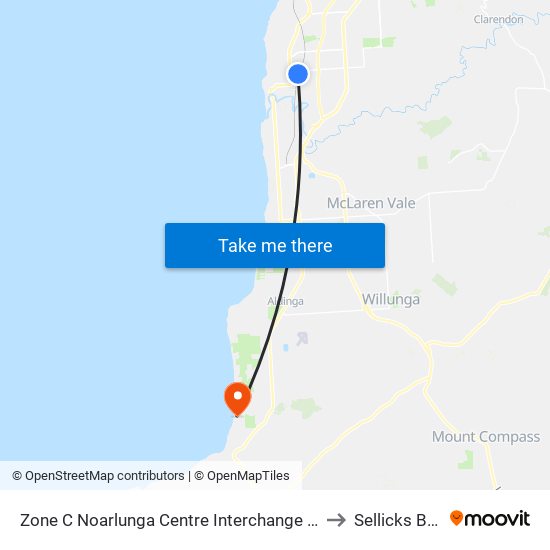 Zone C Noarlunga Centre Interchange - West side to Sellicks Beach map