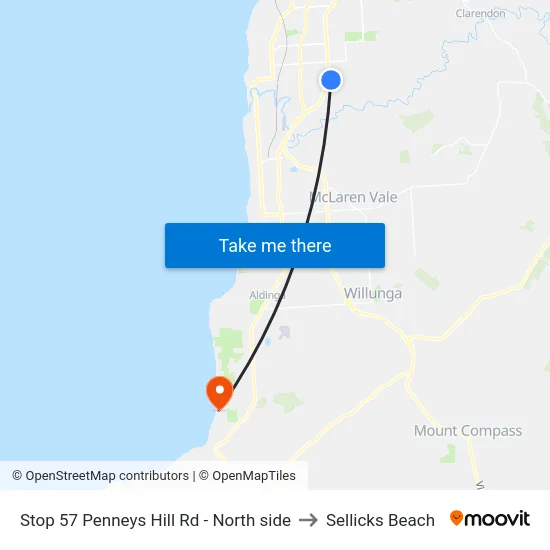 Stop 57 Penneys Hill Rd - North side to Sellicks Beach map
