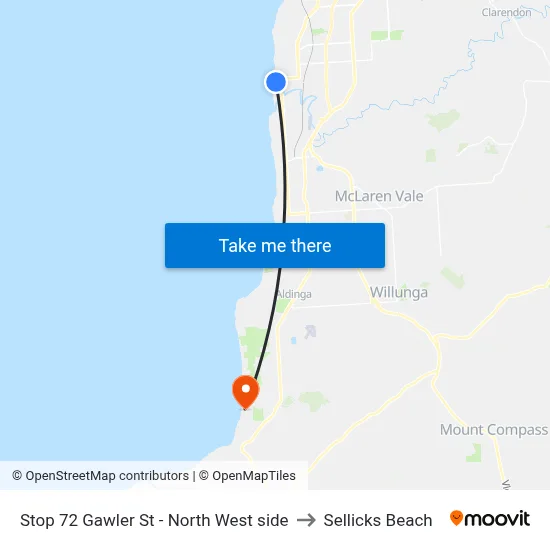 Stop 72 Gawler St - North West side to Sellicks Beach map