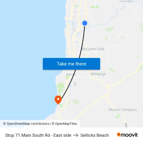 Stop 71 Main South Rd - East side to Sellicks Beach map