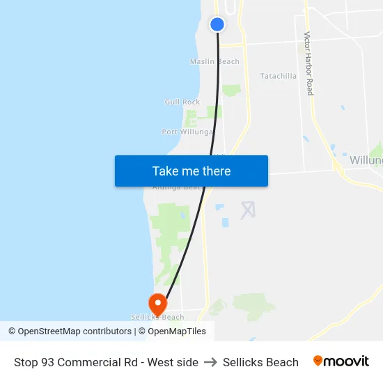 Stop 93 Commercial Rd - West side to Sellicks Beach map