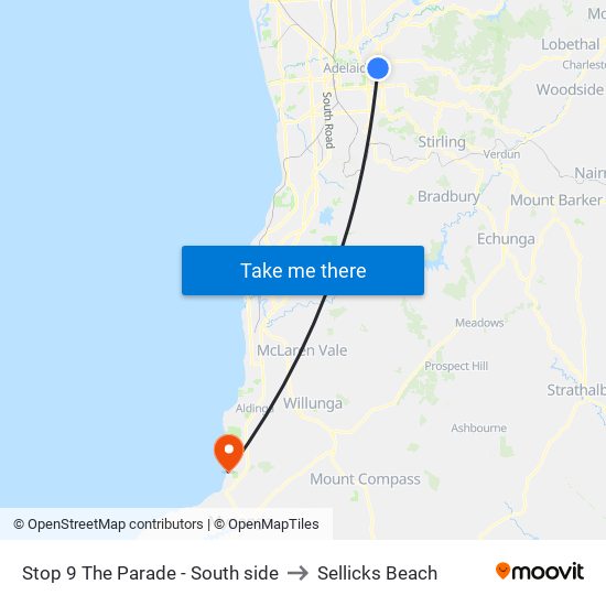 Stop 9 The Parade - South side to Sellicks Beach map