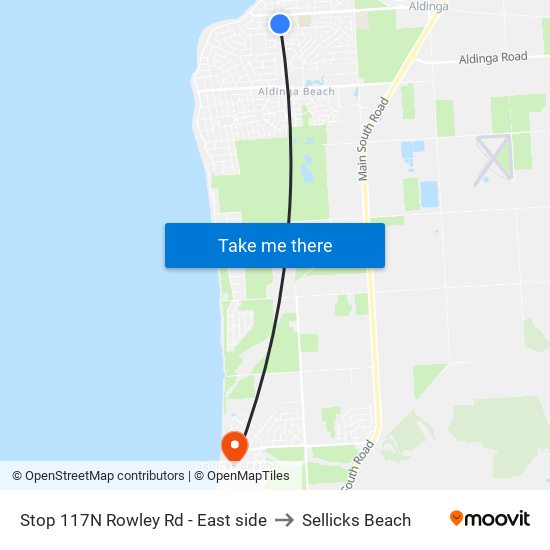 Stop 117N Rowley Rd - East side to Sellicks Beach map