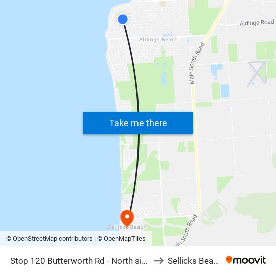 Stop 120 Butterworth Rd - North side to Sellicks Beach map