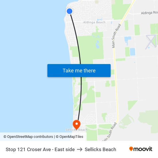 Stop 121 Croser Ave - East side to Sellicks Beach map