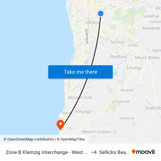 Zone B Klemzig Interchange - West side to Sellicks Beach map