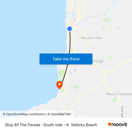 Stop 85 The Parade - South side to Sellicks Beach map