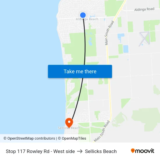 Stop 117 Rowley Rd - West side to Sellicks Beach map