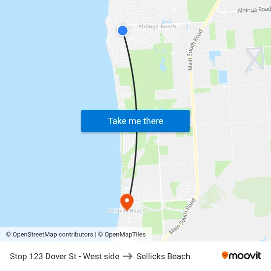 Stop 123 Dover St - West side to Sellicks Beach map