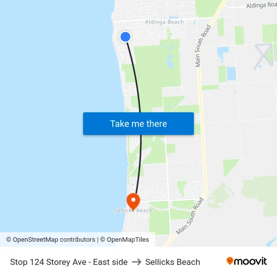 Stop 124 Storey Ave - East side to Sellicks Beach map