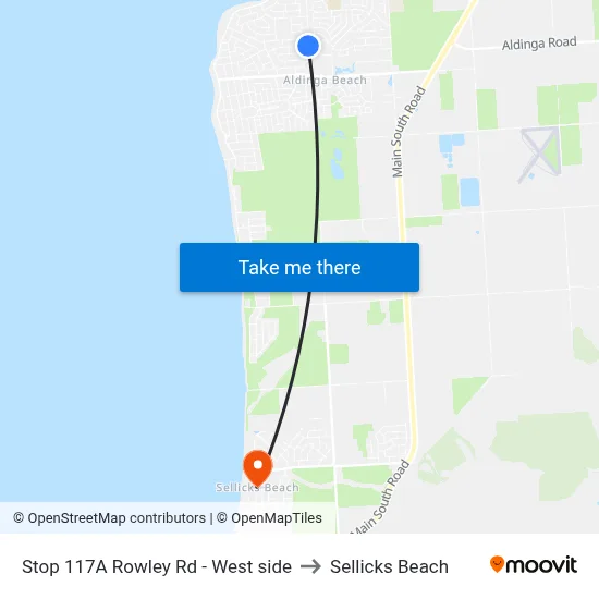 Stop 117A Rowley Rd - West side to Sellicks Beach map