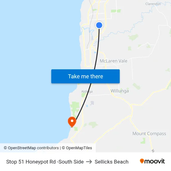 Stop 51 Honeypot Rd -South Side to Sellicks Beach map