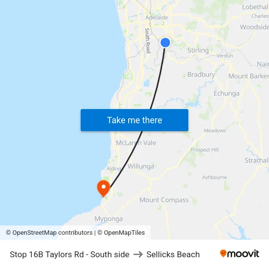 Stop 16B Taylors Rd - South side to Sellicks Beach map