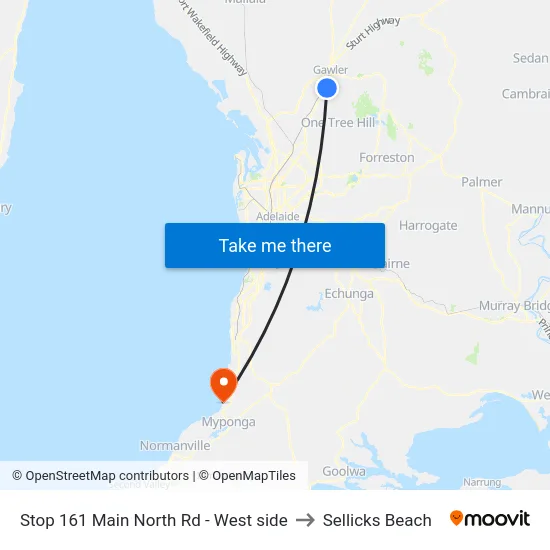 Stop 161 Main North Rd - West side to Sellicks Beach map