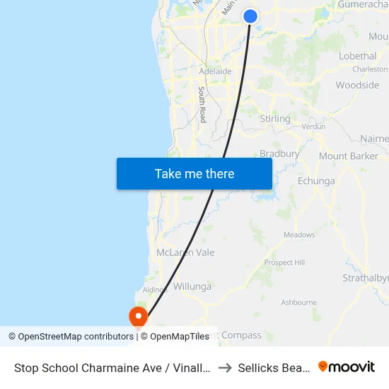 Stop School Charmaine Ave / Vinall Rd to Sellicks Beach map