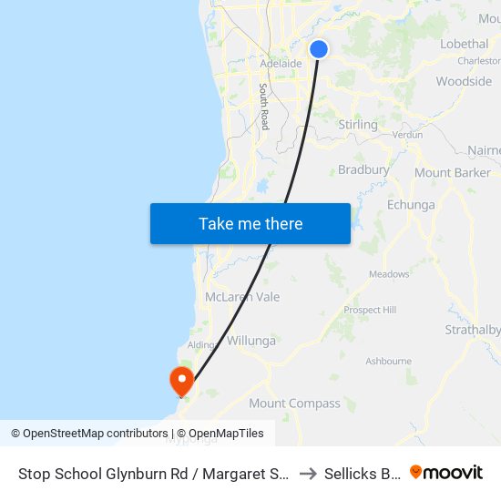 Stop School Glynburn Rd / Margaret St - West side to Sellicks Beach map