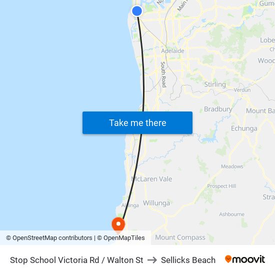 Stop School Victoria Rd / Walton St to Sellicks Beach map