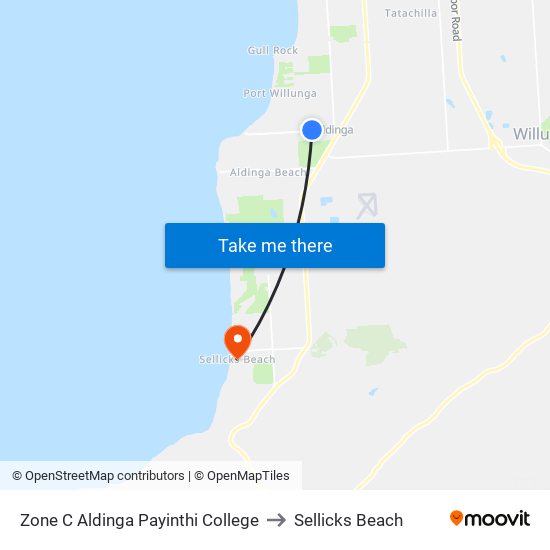 Zone C Aldinga Payinthi College to Sellicks Beach map