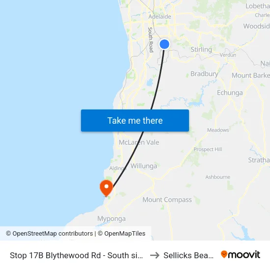 Stop 17B Blythewood Rd - South side to Sellicks Beach map