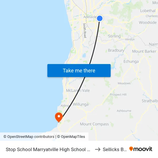Stop School Marryatville High School Kensington Rd to Sellicks Beach map