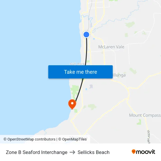 Zone B Seaford Interchange to Sellicks Beach map