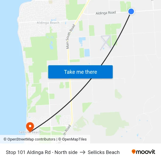 Stop 101 Aldinga Rd - North side to Sellicks Beach map
